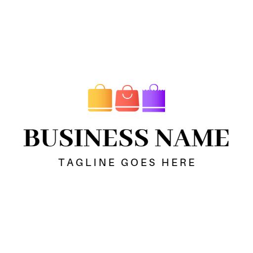 Vibrant Orange and Purple Shopping Bags Business Logo Template