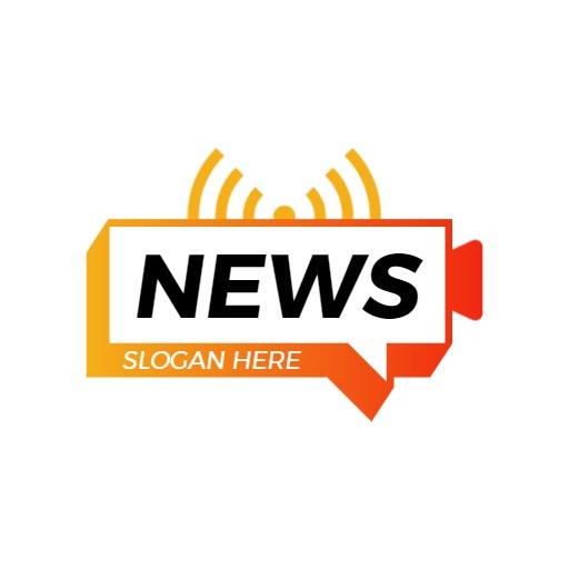Vibrant Orange and Yellow News Alert Conversation Logo Template