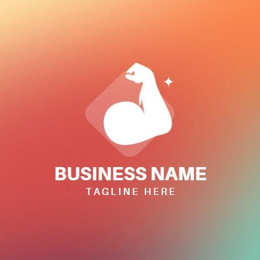 Vibrant Orange Background Featuring Fitness Motivation Logo Template