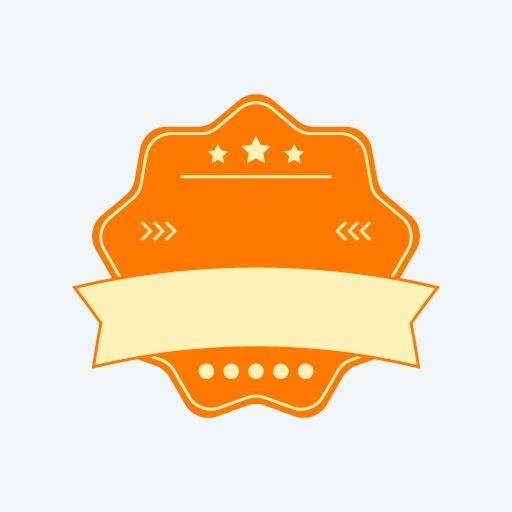 Vibrant Orange Badge Design with Blank Space Features Logo Template