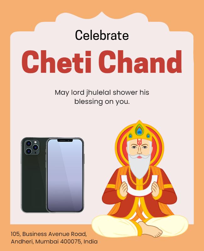 Vibrant Orange Cheti Chand Festival Celebration Poster Template