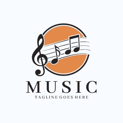 Vibrant Orange Circle with Musical Notes for Music Logo Template