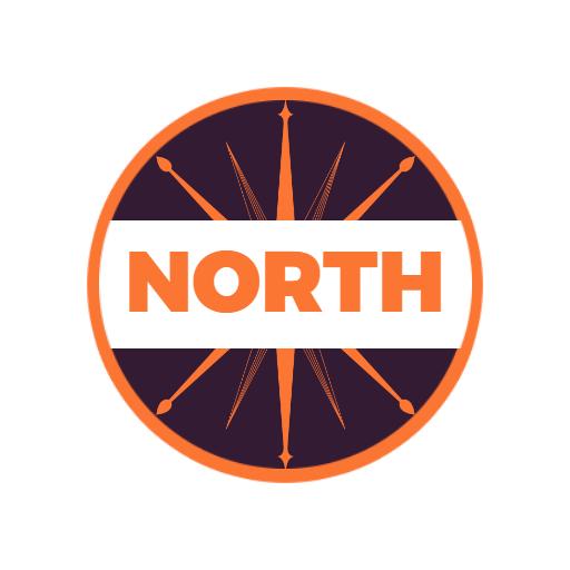 Vibrant Orange Compass Design Representing North Direction Logo Template