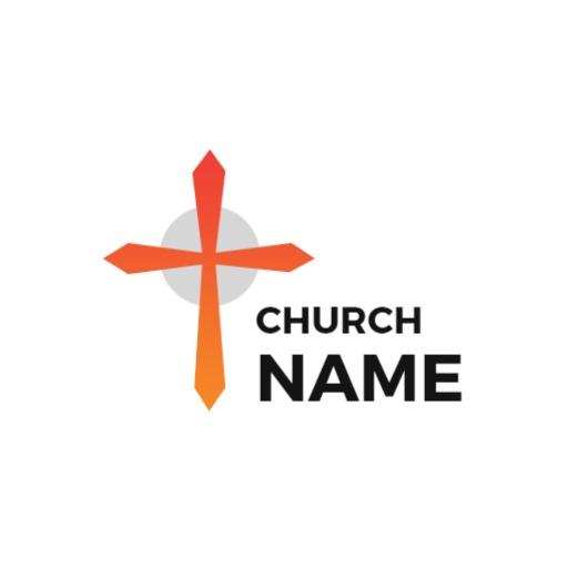 Vibrant Orange Cross Symbolizing Faith in Community Church Logo Template