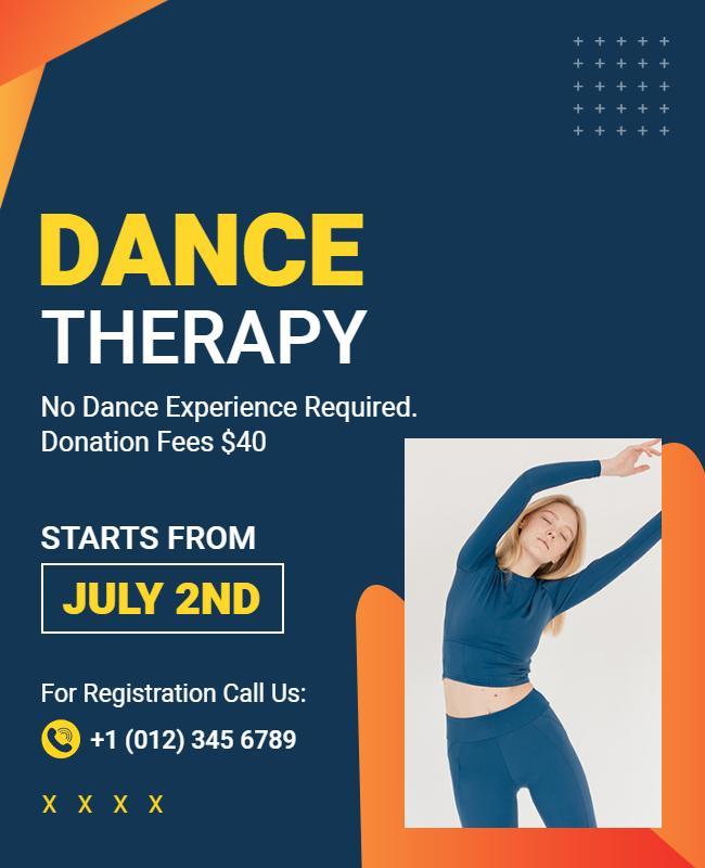 Vibrant Orange Dance Therapy Registration Invitation Poster Template