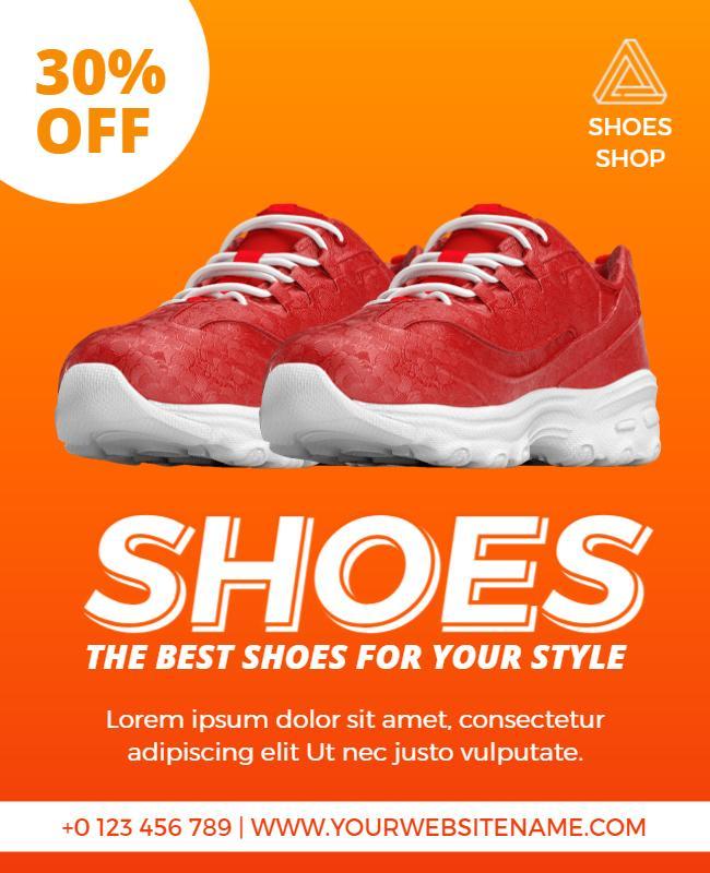 Vibrant Orange Discount Shoe Store Flyer Template
