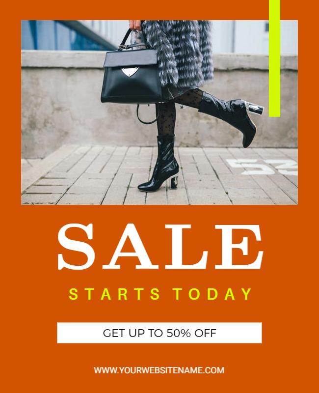 Vibrant Orange Fashion Sale Announcement Poster Template