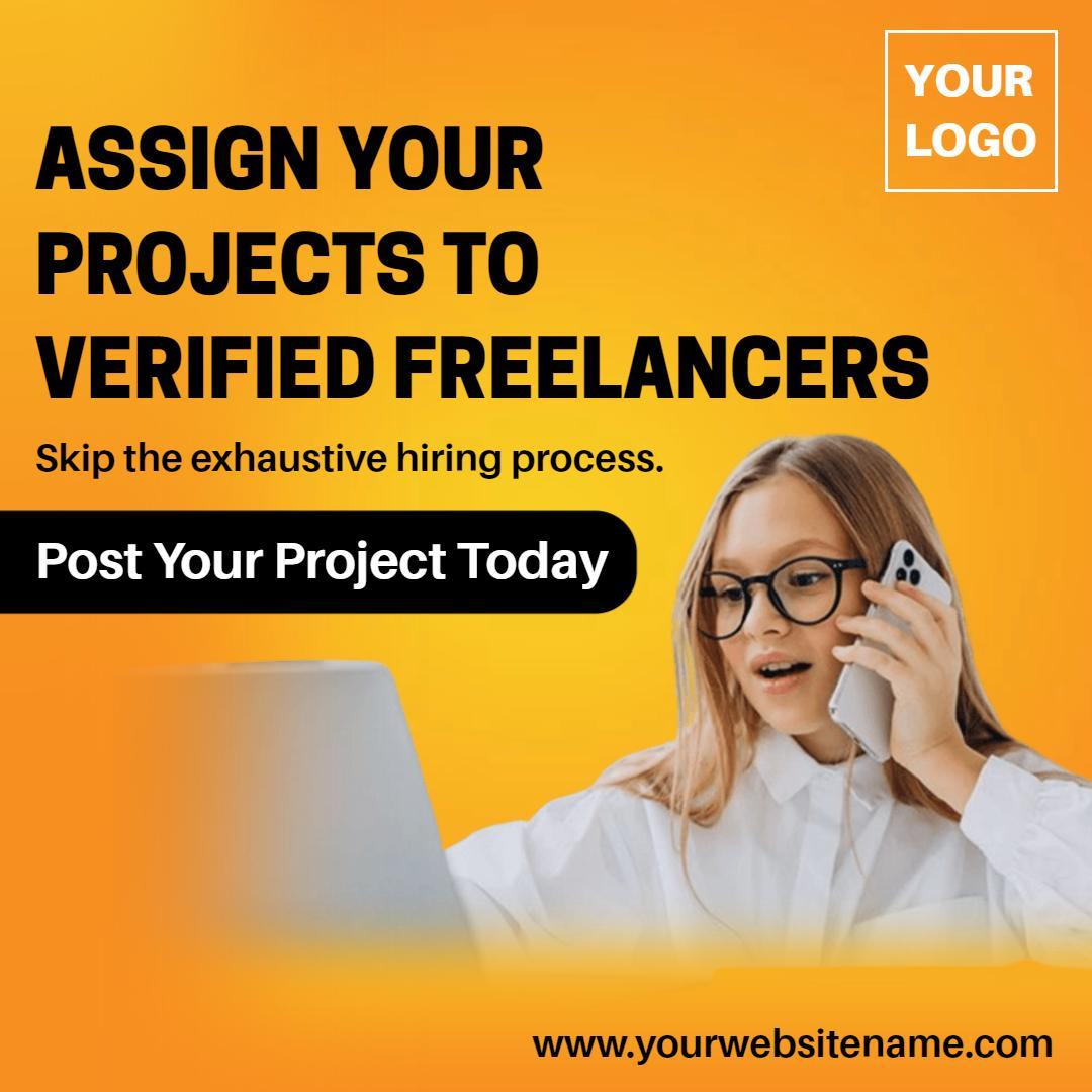 Vibrant Orange Freelancer Project Assignment Promotion Ad Template