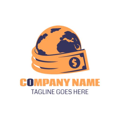 Vibrant Orange Globe with Money Representing Company Logo Template