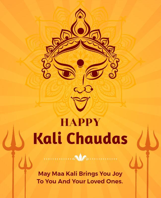 Vibrant Orange Goddess Kali Festival Celebration Poster Template