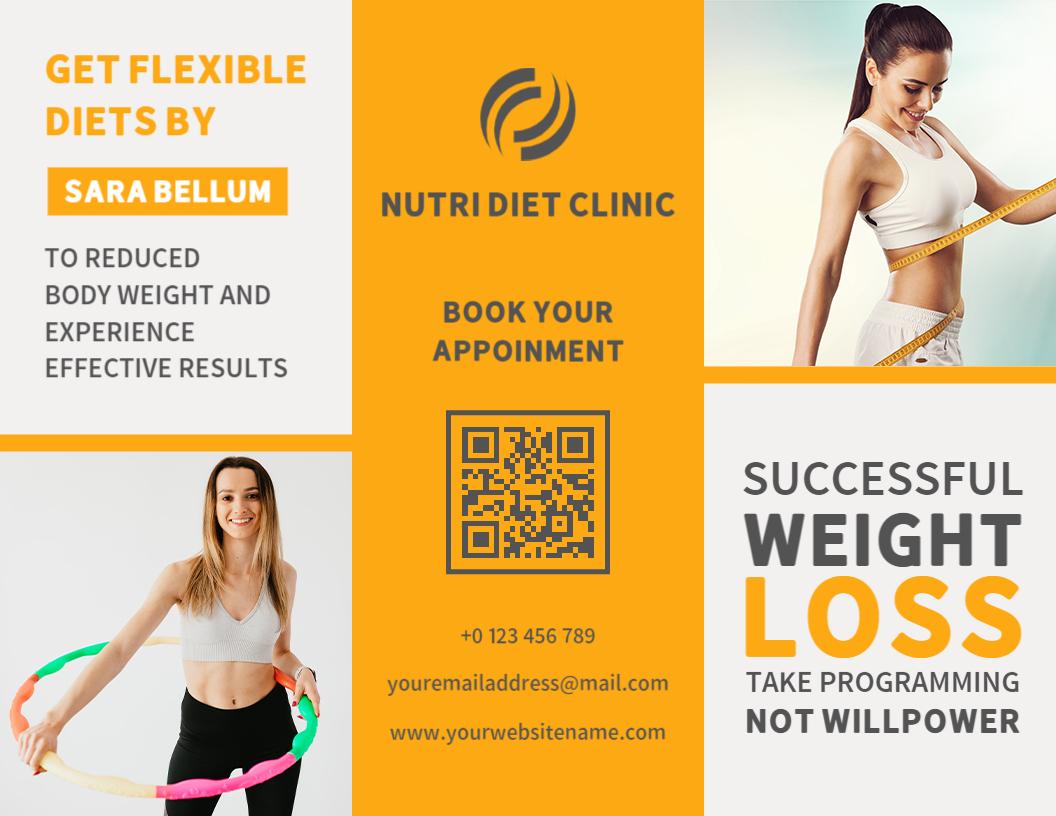 Vibrant Orange Healthy Weight Loss Flexible Diet Brochure Template