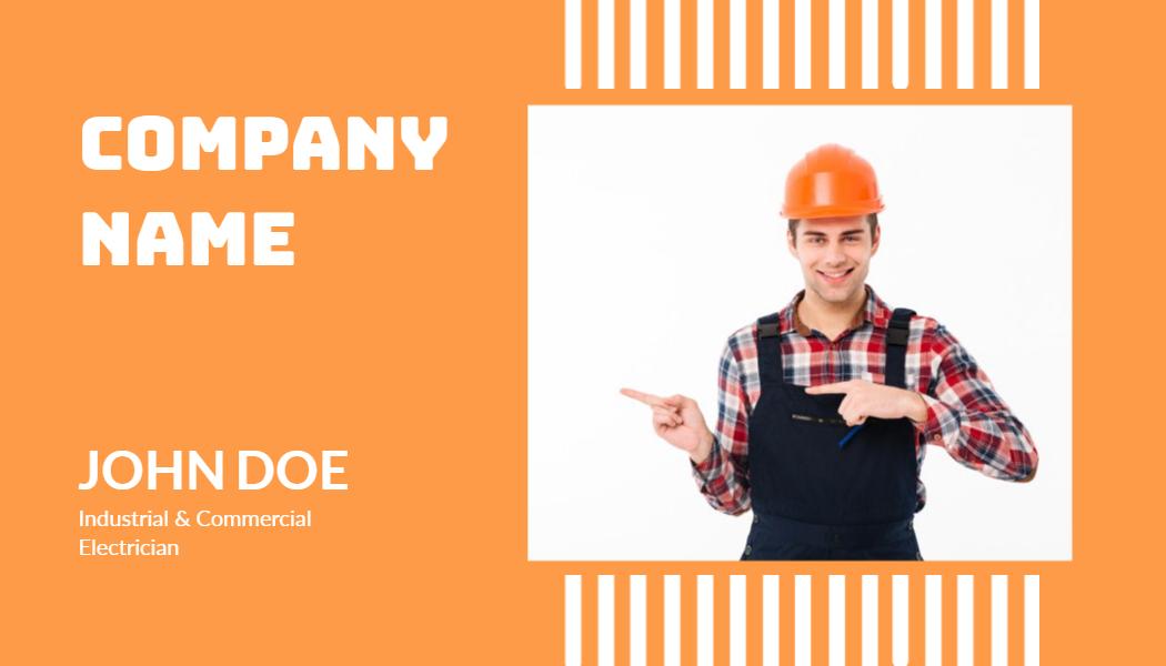 Vibrant Orange Industrial Electrician Service Business Card Template