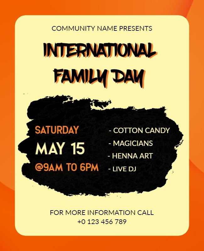 Vibrant Orange International Family Day Celebration Flyer Template
