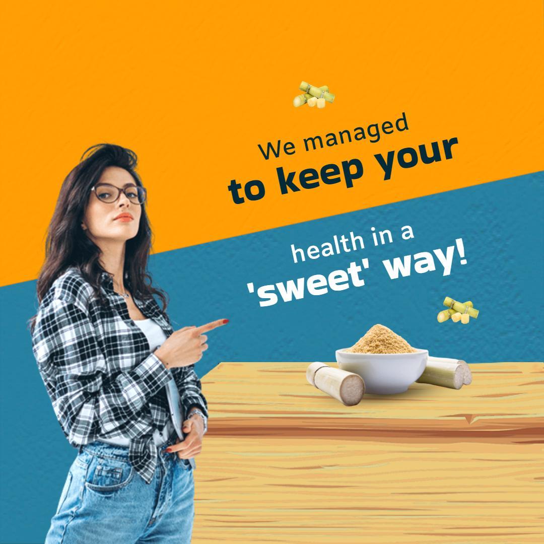 Vibrant Orange Jaggery Health Benefits Promotion Ad Template