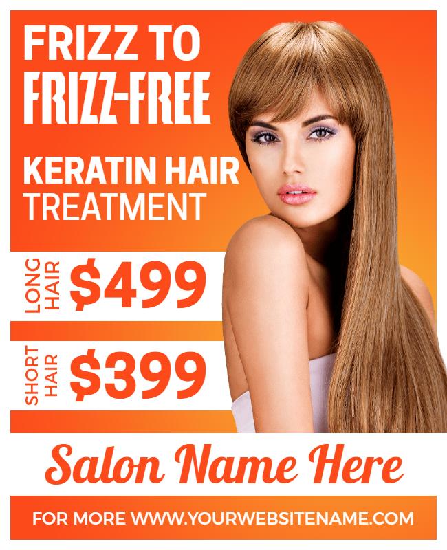 Vibrant Orange Keratin Hair Treatment Special Flyer Template