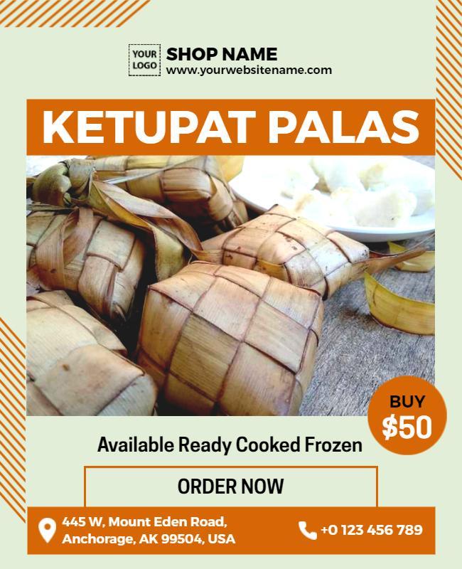 Vibrant Orange Ketupat Palas Ready Cooked Frozen Poster Template