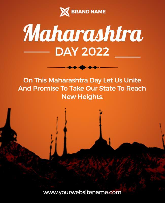 Vibrant Orange Maharashtra Day Celebration Poster Template