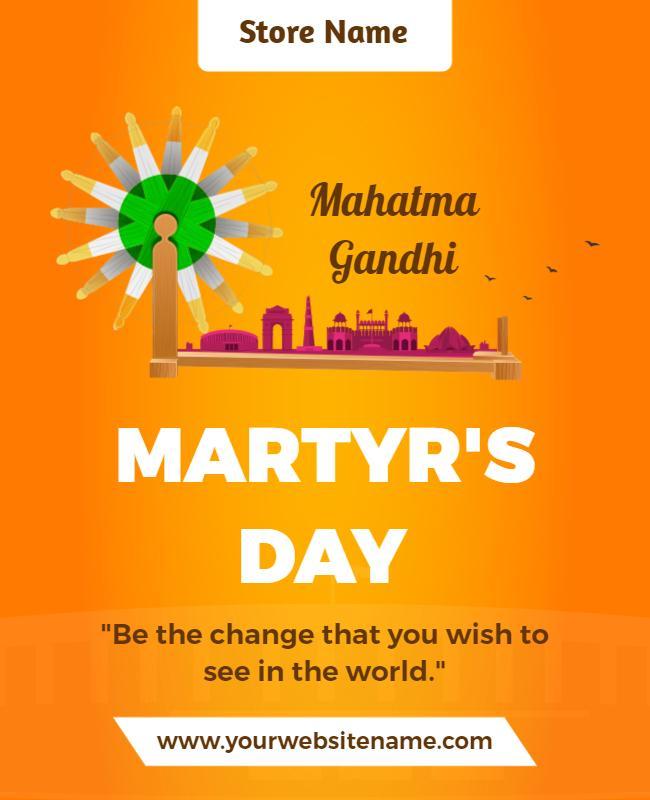 Vibrant Orange Martyr's Day Tribute Poster Template
