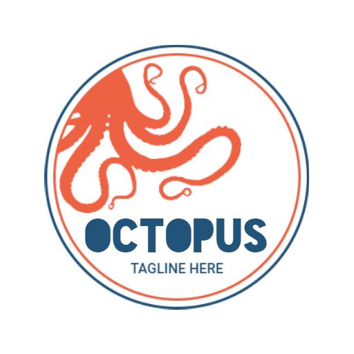 Vibrant Orange Octopus Design Celebrating Marine Life Logo Template