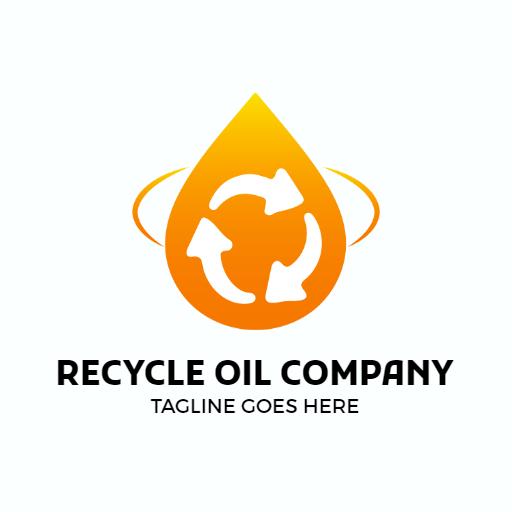 Vibrant Orange Oil Drop Symbolizing Eco-Friendly Recycling Logo Template
