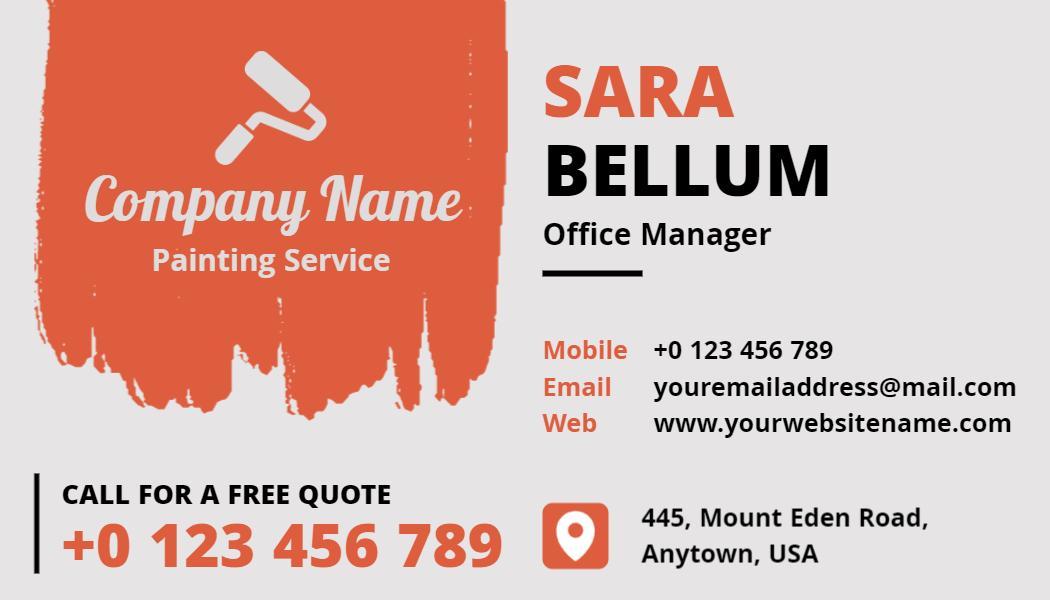 Vibrant Orange Painter Services Business Card Template