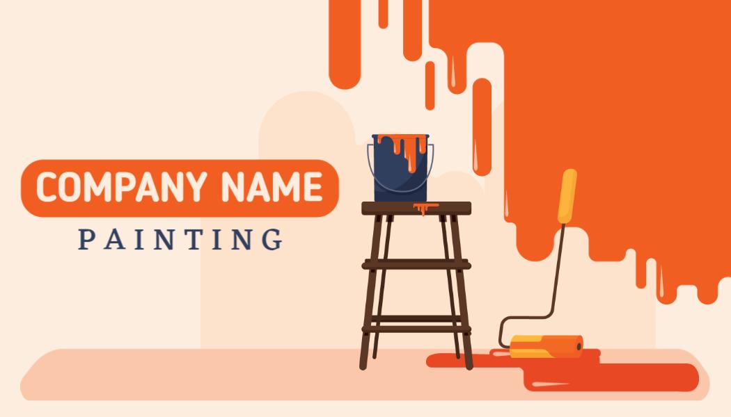 Vibrant Orange Painting Services Business Card Template