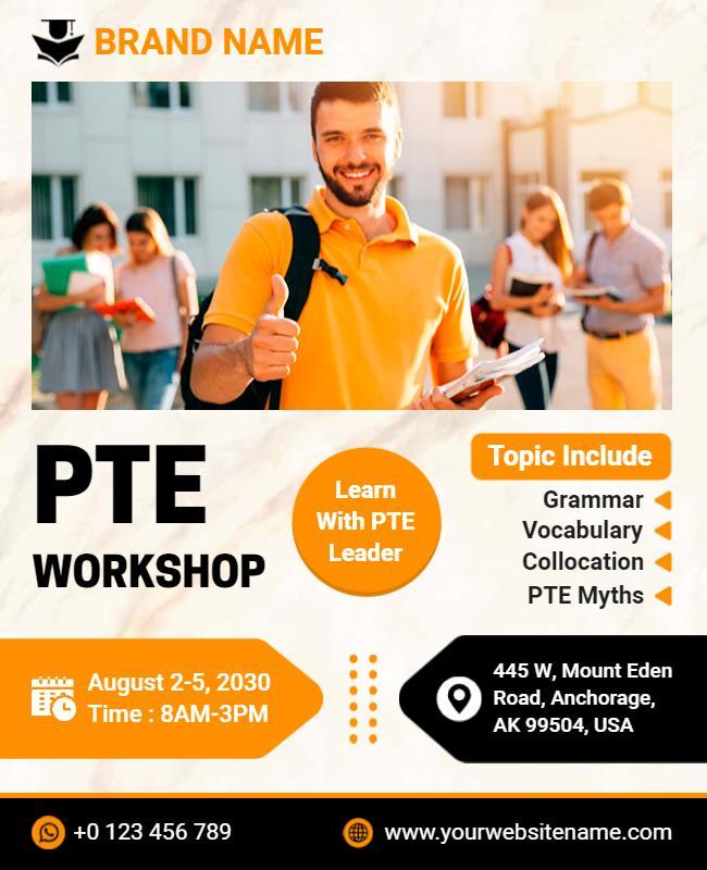 Vibrant Orange PTE Workshop Learning Event Poster Template