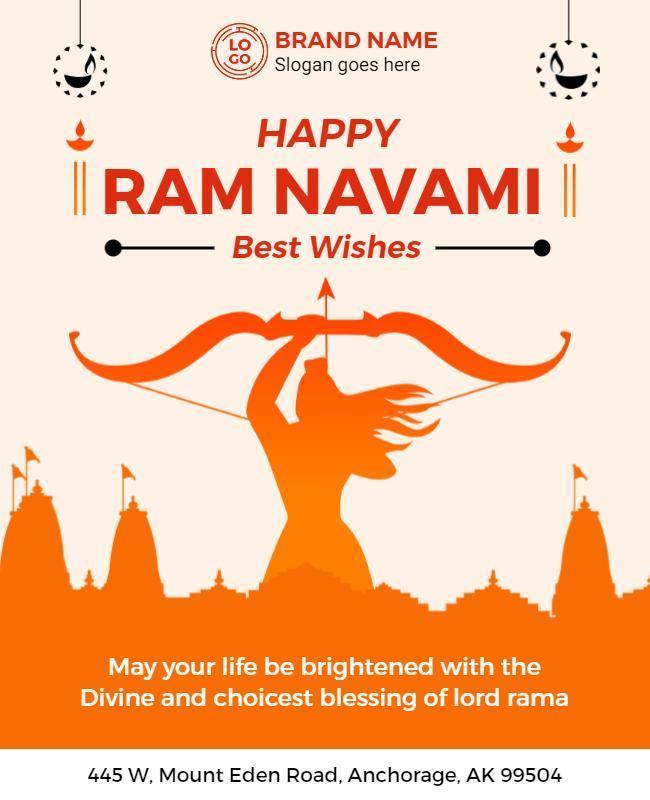 Vibrant Orange Ram Navami Festival Celebration Poster Template
