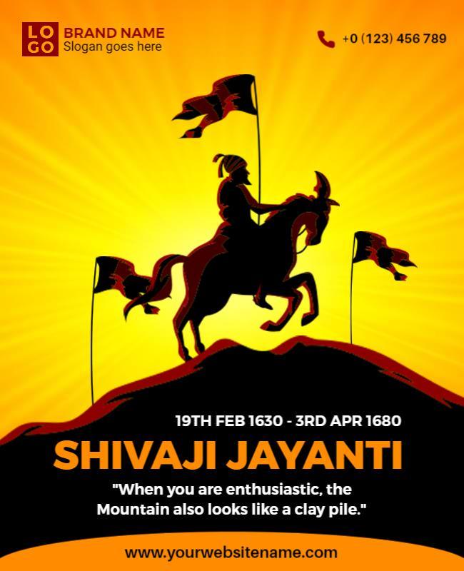 Vibrant Orange Shivaji Jayanti Celebration Poster Template