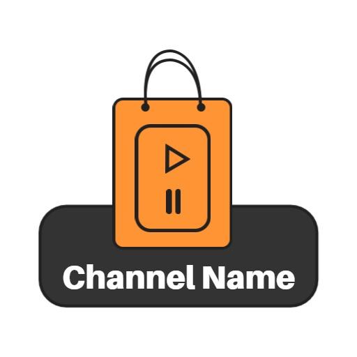 Vibrant Orange Shopping Bag Design for YouTube Channel Logo Template