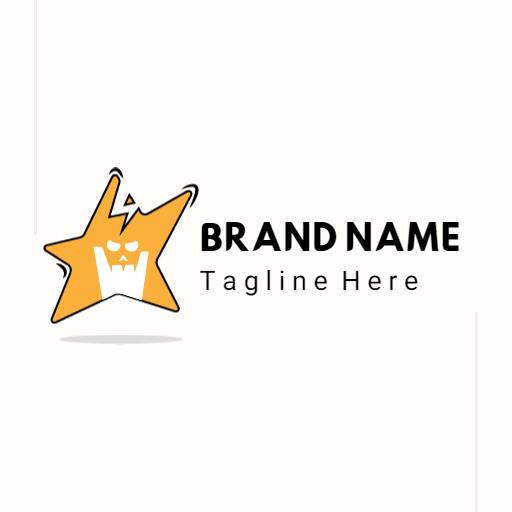 Vibrant Orange Star Design Symbolizing Rock Music Culture Logo Template