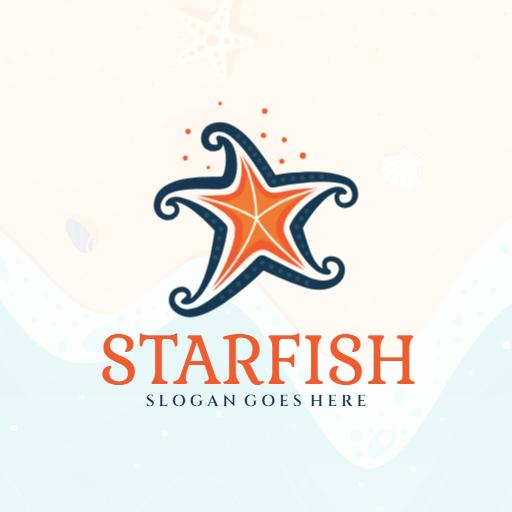 Vibrant Orange Starfish Design Reflecting Ocean Life Logo Template