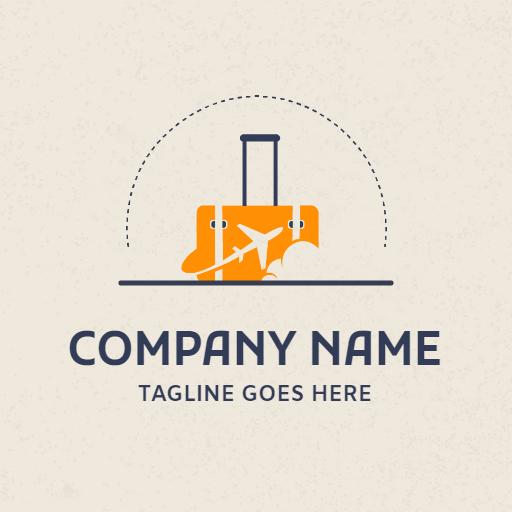 Vibrant Orange Suitcase Represents Exciting Travelling Logo Template