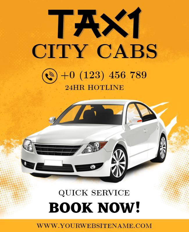 Vibrant Orange Taxi Service Booking Hotline Poster Template
