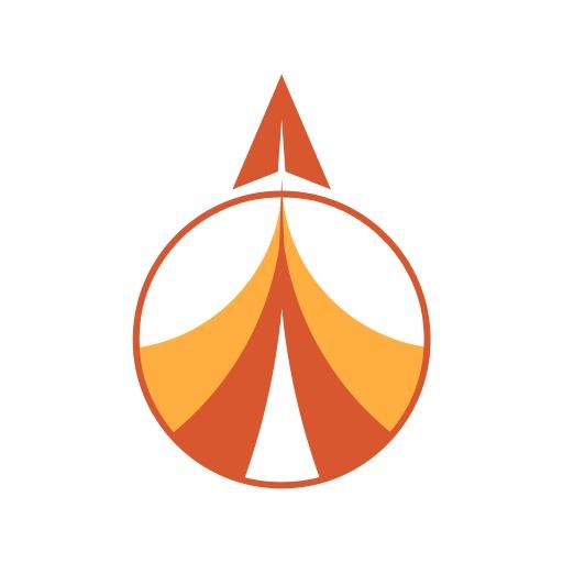 Vibrant Orange Tent Icon Signifying Exciting Travelling Adventures Logo Template