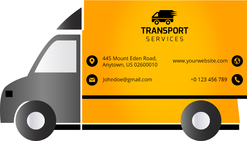 Vibrant Orange Transport Services Business Card Template