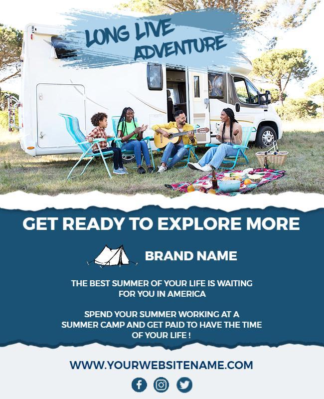 Vibrant Outdoor Summer Adventure Camp Recruitment Poster Template