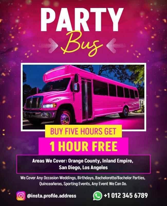 Vibrant Party Bus Rental Promotion Flyer Template