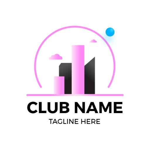 Vibrant Pink and Black Skyline Illustration for Nightclub Logo Template