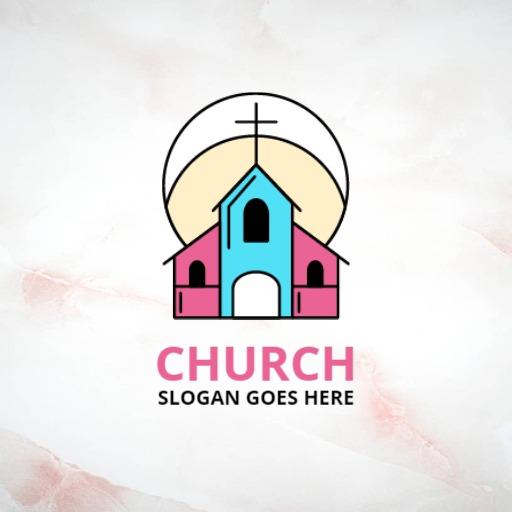 Vibrant Pink and Blue Church Design for Worship Community Logo Template