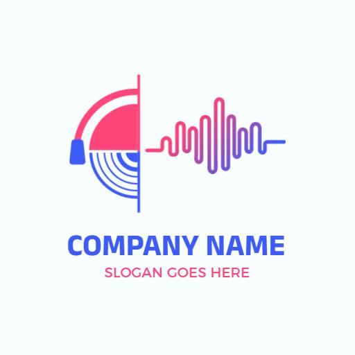 Vibrant Pink and Blue DJ Sound Wave Design Logo Template