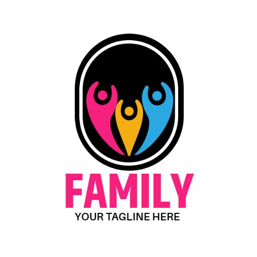 Vibrant Pink and Blue Family Connection Representation Logo Template