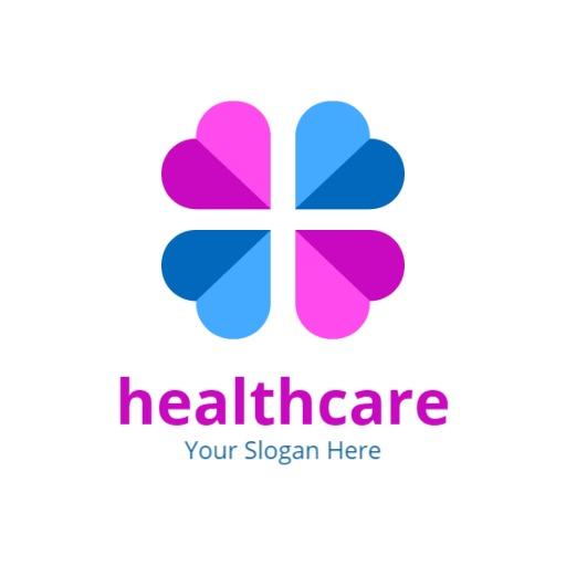 Vibrant Pink and Blue Floral Design for Healthcare Logo Template