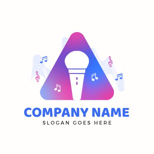 Vibrant Pink and Blue Microphone Design Celebrating Music Logo Template