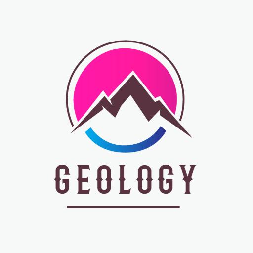 Vibrant Pink and Blue Mountain Landscape in Geology Logo Template