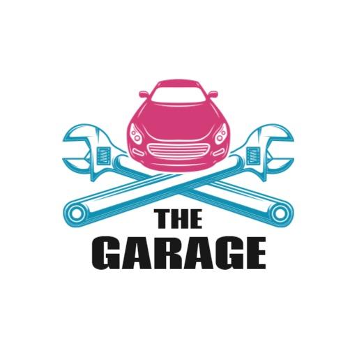 Vibrant Pink and Blue Tools Representing Garage Services Logo Template