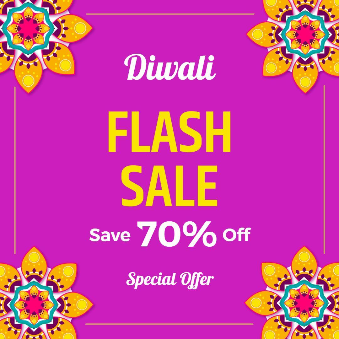 Vibrant Pink and Colorful Diwali Flash Sale Special Offer Ad Template