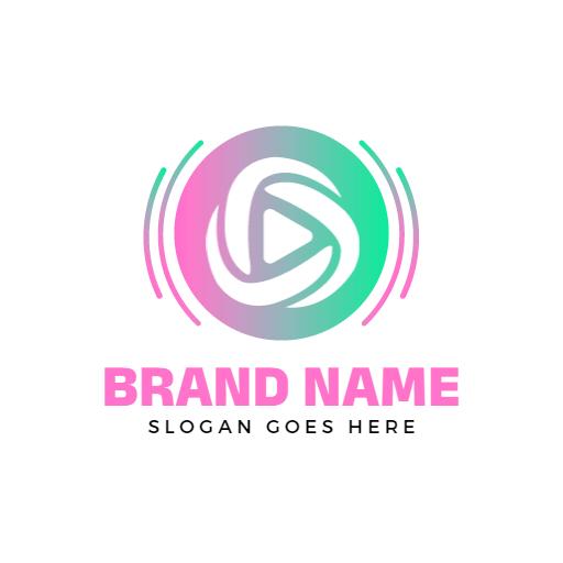 Vibrant Pink and Green Play Symbol Representing Music Logo Template