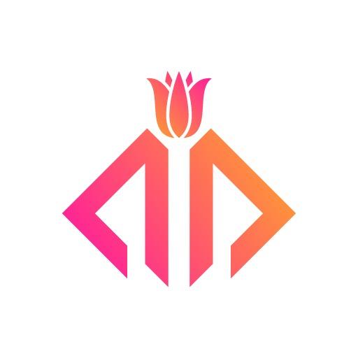 Vibrant Pink and Orange Abstract Floral Design Logo Template