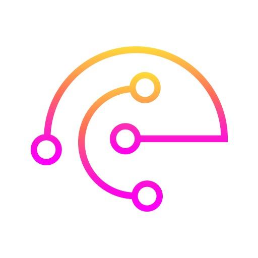 Vibrant Pink and Orange Circuit Design for Technology Logo Template